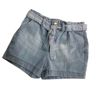 VIGOSS Shorts Light-wash Blue Denim Girls Size 8 Adjustable waist Belt